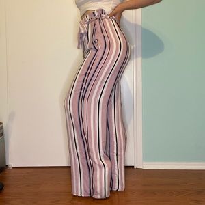 Striped Flowy Pants! With stylized tie